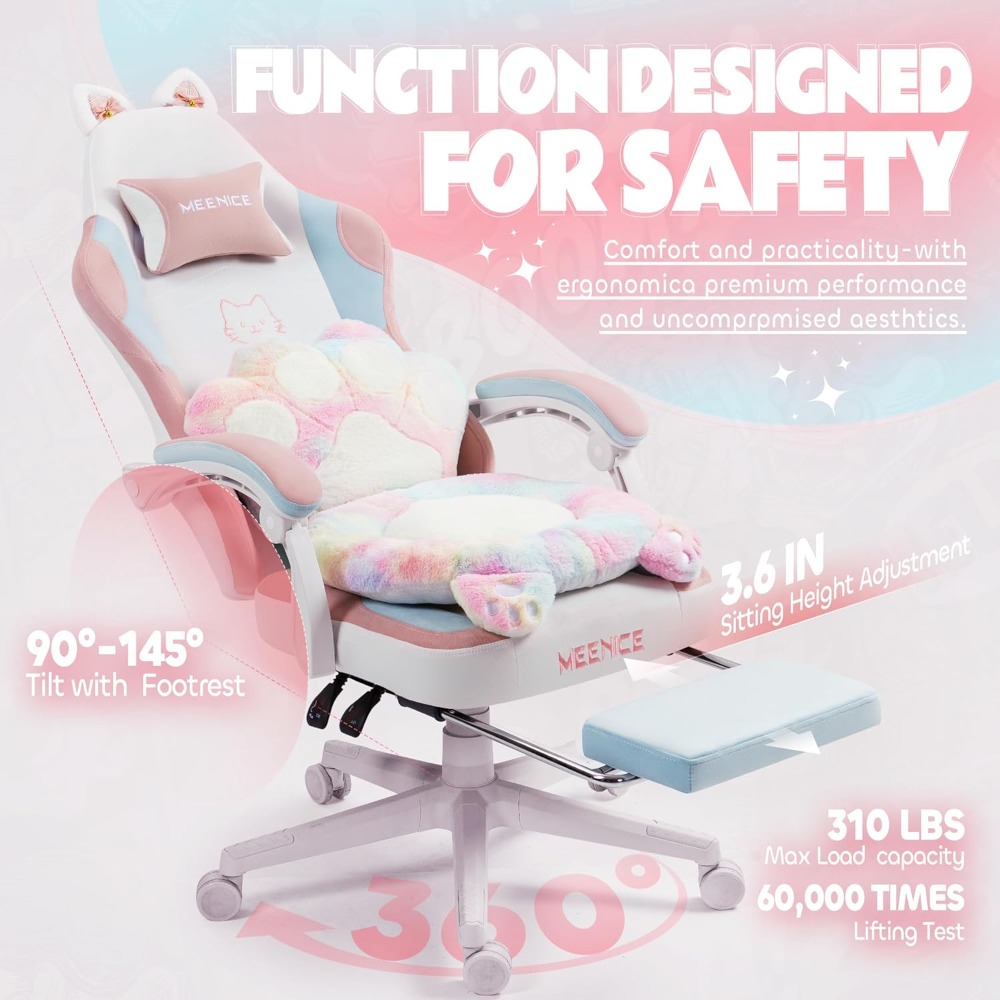 Gaming Chair Cute with Cat Ear - Pc Gaming Girl review and price